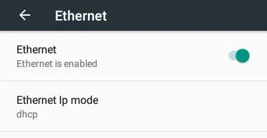 Ethernet settings