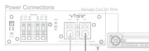 Power connection diagram showing battery, fuse, and ground points.
