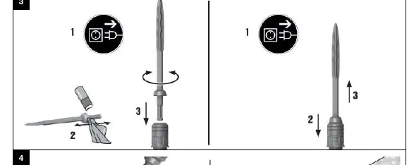 Chisel insertion and removal steps