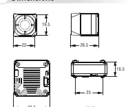 Physical dimensions of the camera