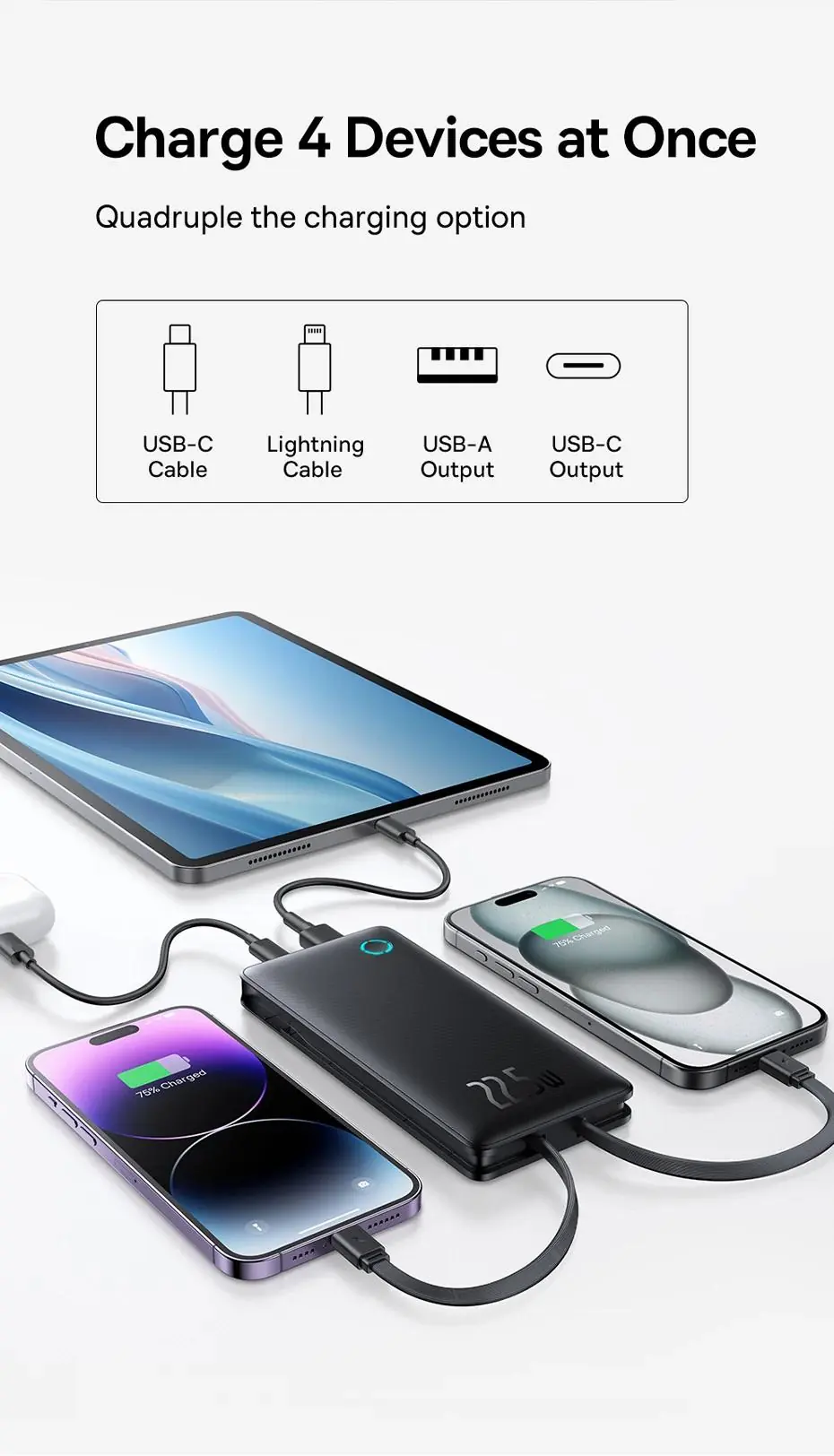 Simultaneous charging of 4 devices