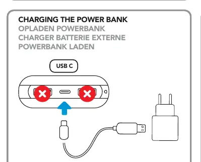 Charging the power bank using the USB-C port.