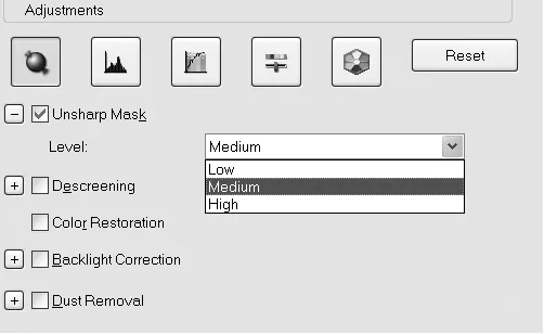 Unsharp Mask settings