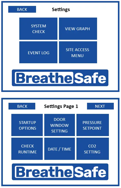 Settings Menu Interface