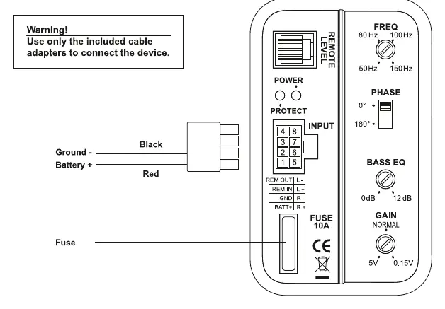 Wiring diagram for power and input connections