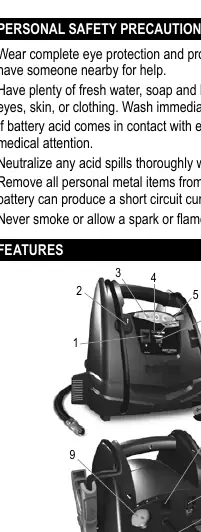 Schumacher 1000A Jump Starter features and component layout