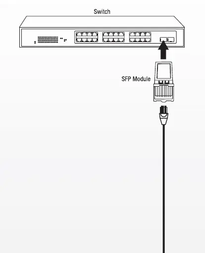 Installation diagram for SFP module into switch