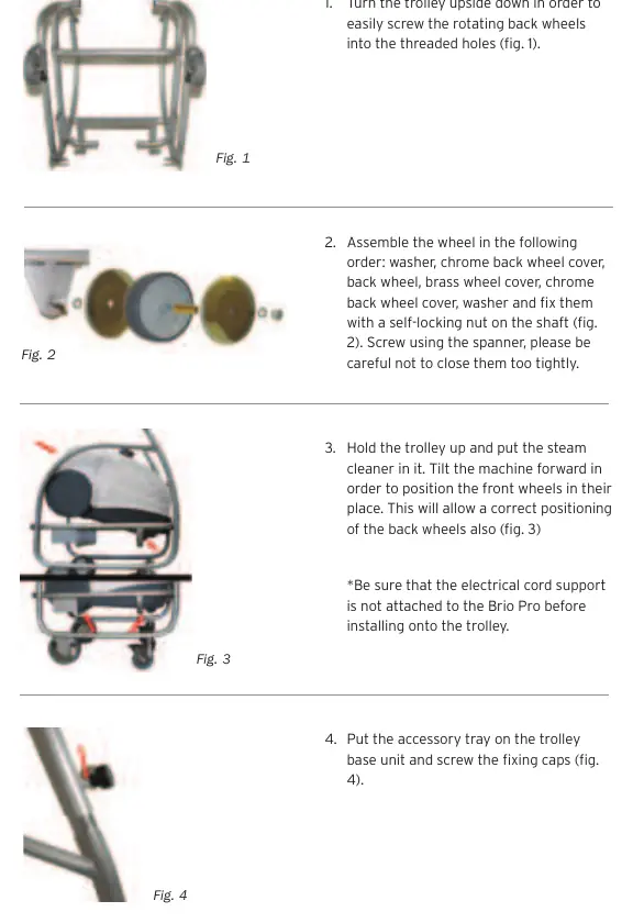Trolley assembly steps 1-4