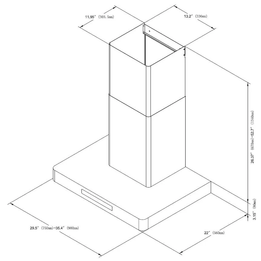 Product dimensions for installation planning