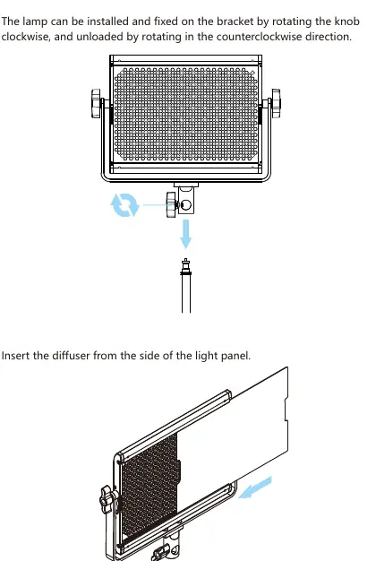 Installation steps for bracket and diffuser