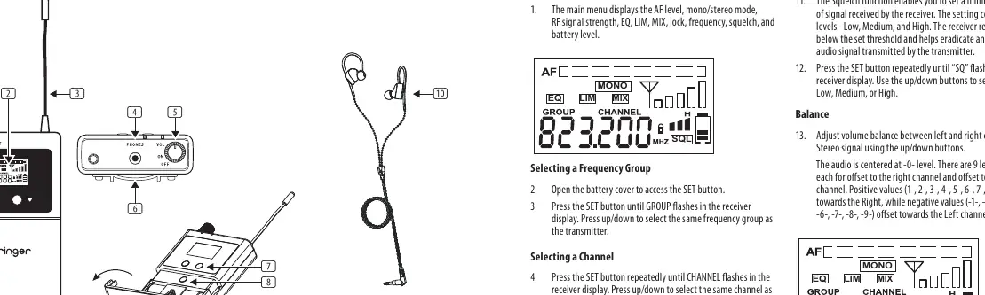 Receiver controls layout