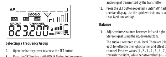Receiver display menu