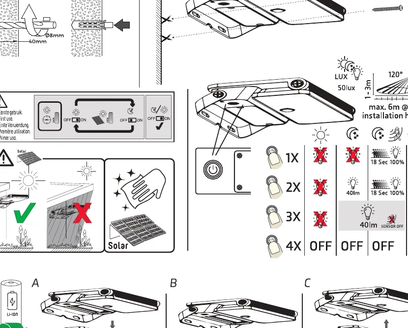 Button operation and sensor detection range