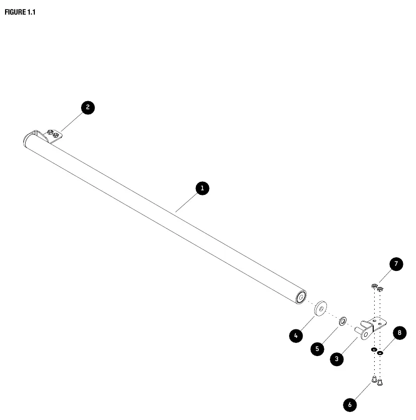 Exploded view of the Cargo Roller assembly