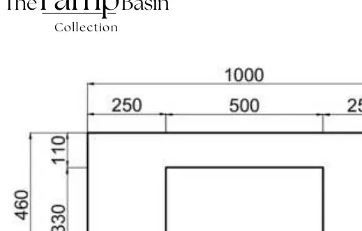 Technical dimensions of the Ramp Classic 100 Middle 1000mm basin.