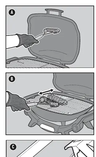Cleaning the lid and cooking grills