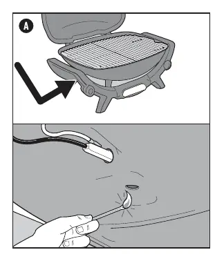 Using a match to light the burner