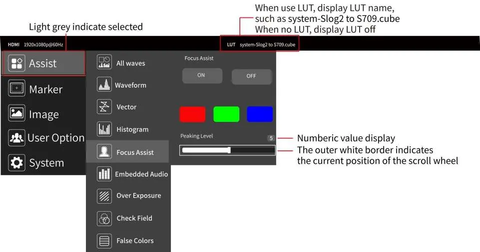 OSD menu interface