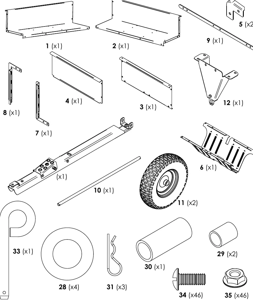 Carton contents and required assembly parts