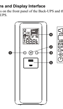 Front panel buttons and display interface