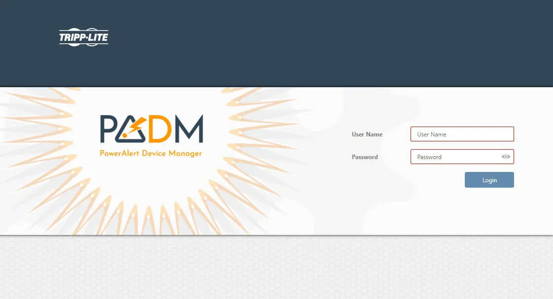 PADM Login Screen