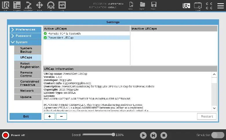 PolyScope URCap Settings