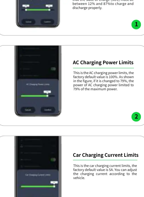 Charge & Discharge Limits and AC Power Limits settings
