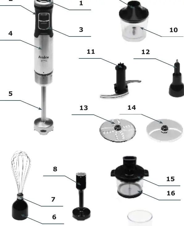 Components of the Amica BM 7017 blender