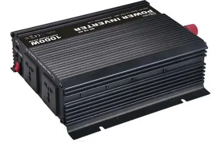 Side view showing output sockets