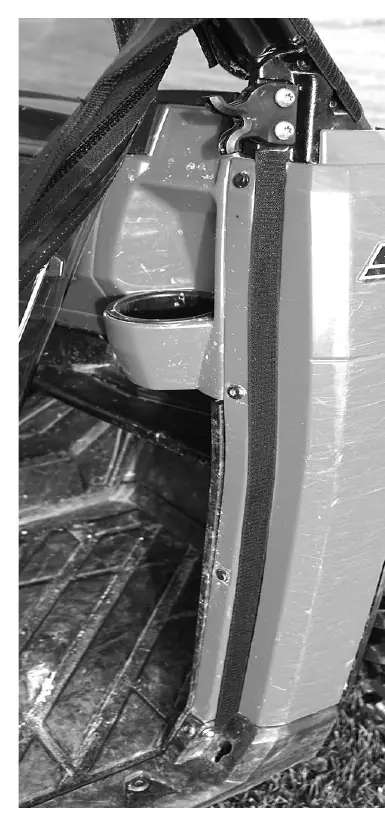 Velcro strip placement on the front bottom edge.