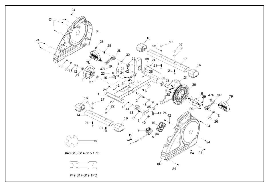 Exploded diagram of the unit and hardware package