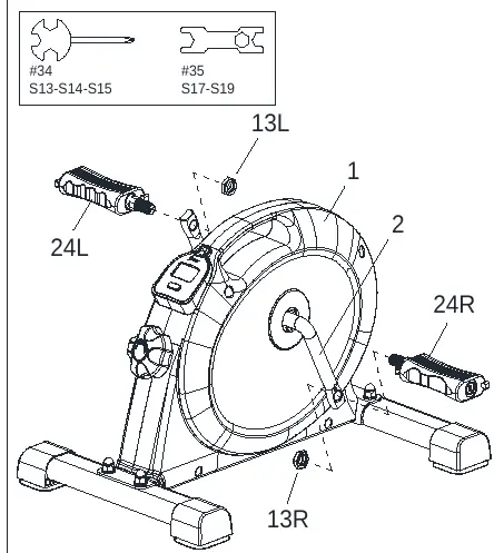 Step 2: Attaching the pedals to the crank arms.