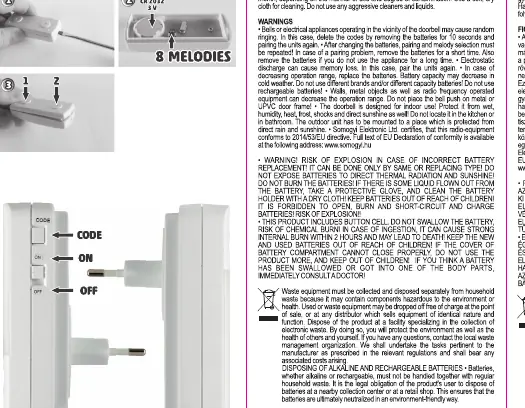 Push-button battery installation and melody selection