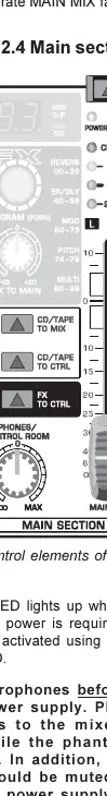 Main section controls