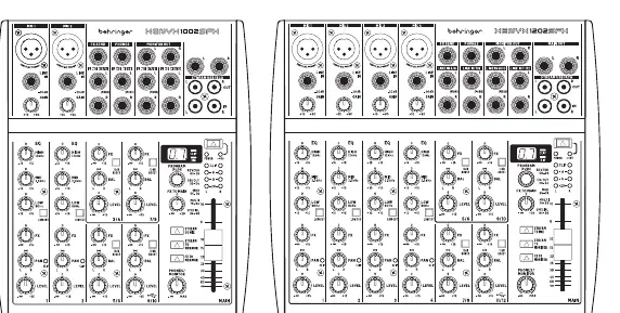Behringer XENYX 1002SFX and 1202SFX mixer layout