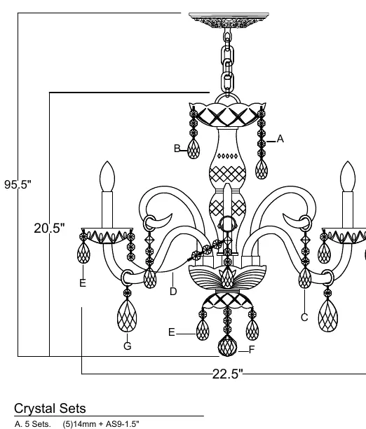 Main assembly diagram of the chandelier