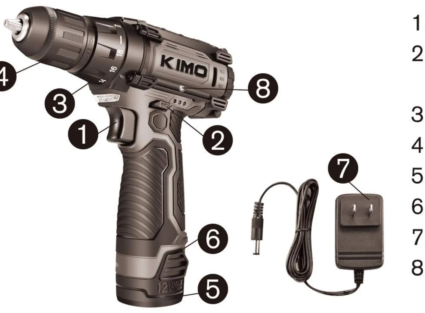KIMO 1005A drill components diagram