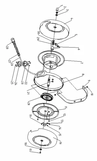 Exploded view of the air reel components