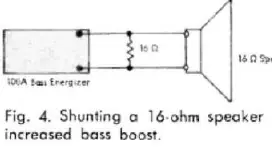 Wiring diagram for shunting a 16-ohm speaker.