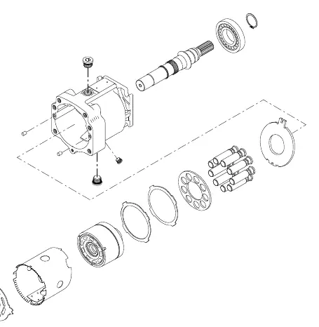 Exploded view of the Series 90 100cc Axial Piston Motor