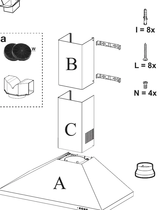 Components of the cooker hood