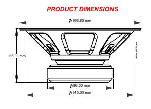 Product dimensions diagram