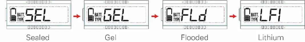 Battery type selection interface