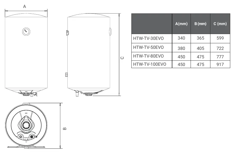 Product dimensions