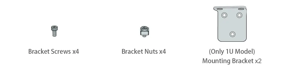 Included accessories: Bracket Screws, Bracket Nuts, and Mounting Brackets.
