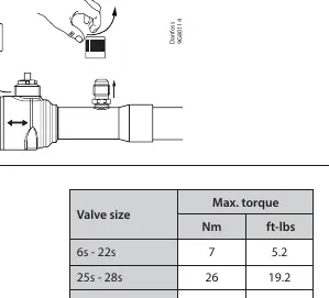 Torque specifications for valve cap