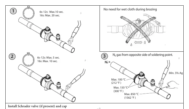 Brazing procedure steps and temperature limits