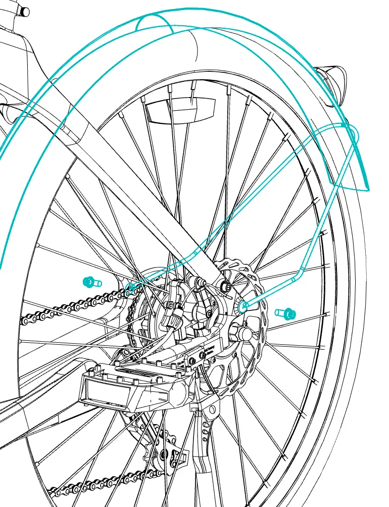 Mudguard and headlight installation