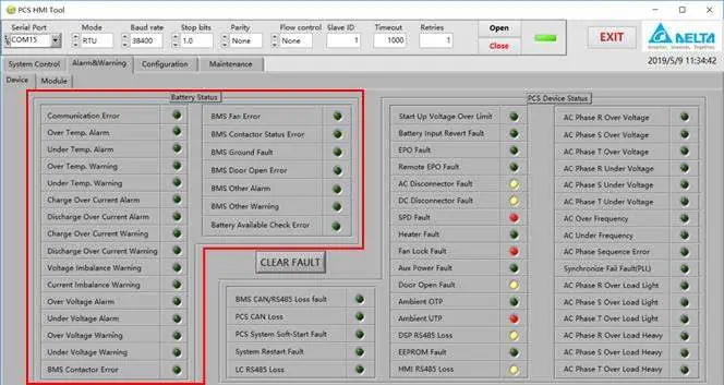 PCS Device Alarm & Warning