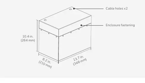 Enclosure dimensions for marine/vehicle installation.